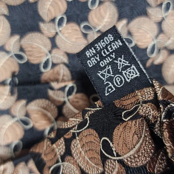 Jos. A. Bank Signature Collection Silk Tie - Brown & Black Leaf Pattern 3.5" - Picture 8 of 10